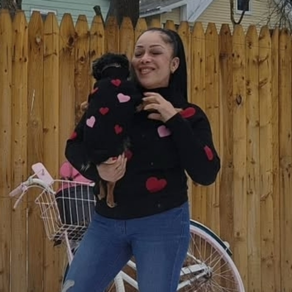 Dog And Mommy Matching Black Sweater with Red and Pink Hearts Size S